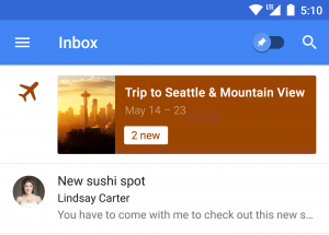 Inbox by Gmail trips summary