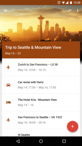 Inbox by Gmail trips detailed